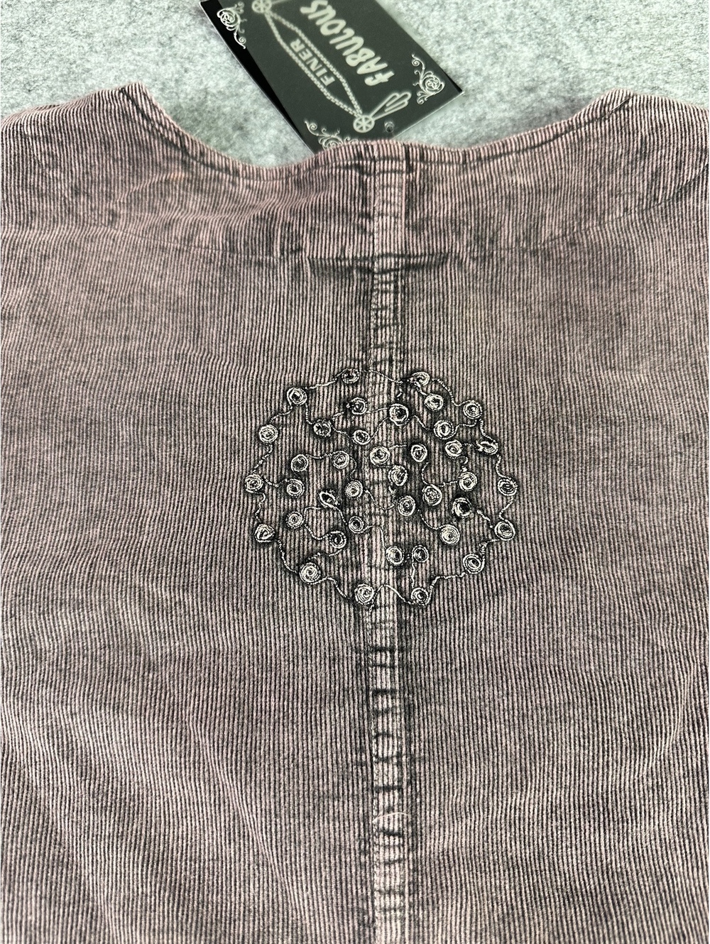 Vintage Style Embroidered Corduroy Jacket with Button Detail - Picture 13 of 15